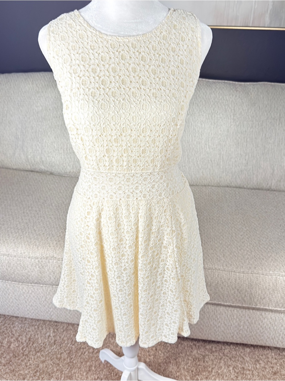 Mudd Cream Lace Fit-and-Flare Dress